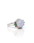 Baikalla Jewelry Jadeite Engagement Ring 18k White Gold Natural Rich Lavender Oval Jadeite Jade Engagement Ring With Diamonds