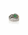 Baikalla Jewelry Jade Ring Baikalla Antique Natural Jadeite Jade Sterling Silver Gold Plated Two Tone Ring