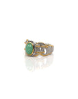 Baikalla Jewelry Jade Ring Baikalla Antique Natural Jadeite Jade Sterling Silver Gold Plated Two Tone Ring