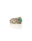 Baikalla Jewelry Jade Ring Baikalla Antique Natural Jadeite Jade Sterling Silver Gold Plated Two Tone Ring