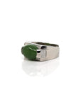 Baikalla Jewelry Jade Ring Baikalla™ Signet Silver Real Oval Green Nephrite Jade Classic Men's Ring