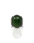 Baikalla Jewelry Jade Ring Baikalla Sterling Silver Oval Green Nephrite Jade Men's Ring