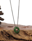 Baikalla Jewelry Jade Pendant Necklace "Good Luck Button" Necklace Green Nephrite Jade Pendant For Men