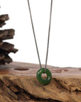 Baikalla Jewelry Jade Pendant Necklace "Good Luck Button" Necklace Green Nephrite Jade Pendant For Men