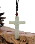 Baikalla Jewelry 24K Pure Yellow Gold Pendant Baikalla Natural White Nephrite Jade Cross Pendant Mens