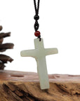 Baikalla Jewelry 24K Pure Yellow Gold Pendant Baikalla Natural White Nephrite Jade Cross Pendant For Men