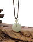 Baikalla Jewelry Jade Pendant Necklace "Ping An Kou" "Love" White Nephrite Jade Lucky KouKou Pendant Necklace