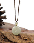 Baikalla Jewelry Jade Pendant Necklace "Ping An Kou" "Love" White Nephrite Jade Lucky KouKou Pendant Necklace