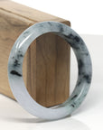 Baikalla Deep Blue-Green Flower Jadeite Jade "Half Round" Bangle Bracelet (57.6mm)