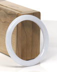 Baikalla White "Traditional Round" Jadeite Jade Bangle Bracelet (55mm)