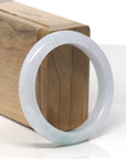 Baikalla Light Lavender W/ Green Patch Jadeite Jade "Half Round" Bangle Bracelet (54.5mm)