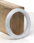 Baikalla Light Lavender W/ Green Patch Jadeite Jade "Half Round" Bangle Bracelet (54.5mm)