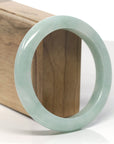 Baikalla Light Apple-Green Jadeite Jade "Half Round" Bangle Bracelet (60.3mm)