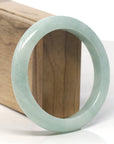 Baikalla Light Apple-Green Jadeite Jade "Half Round" Bangle Bracelet (60.3mm)