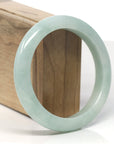 Baikalla Light Apple-Green Jadeite Jade "Half Round" Bangle Bracelet (60.3mm)