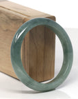 Baikalla Oil-Green Jadeite Jade "Half Round" Bangle Bracelet (57.5mm)
