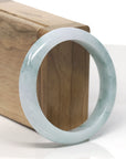 Baikalla Light Blue-Green Flower Jadeite Jade "Half Round" Bangle Bracelet (56.4mm)