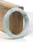 Baikalla Light Blue-Green Flower Jadeite Jade "Half Round" Bangle Bracelet (56.4mm)