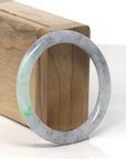 Baikalla Black Sesame Wuji W/ Vibrant Green "Traditional Round" Jadeite Jade Bangle Bracelet (54.3mm)