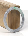 Baikalla Black Sesame Wuji W/ Vibrant Green "Traditional Round" Jadeite Jade Bangle Bracelet (54.3mm)