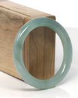 Baikalla Light Icy Oil-Green "Traditional Round" Jadeite Jade Bangle Bracelet (53.2mm)