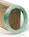 Baikalla Icy Vibrant Green Jadeite Jade "Half Round" Bangle Bracelet (58.7mm)