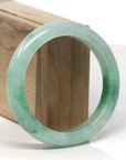 Baikalla Icy Vibrant Green Jadeite Jade "Half Round" Bangle Bracelet (58.7mm)