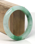 Baikalla Icy Vibrant Green Jadeite Jade "Half Round" Bangle Bracelet (58.7mm)