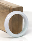 Baikalla Light Green & White-Lavender Burmese Jadeite Jade Oval Bangle (56.1mm )