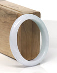 Baikalla Light Green & White-Lavender Burmese Jadeite Jade Oval Bangle (56.1mm )