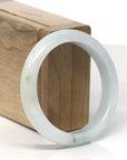Baikalla White-Green W/ Sajin (Golden Dust) Jadeite Jade "Half Round" Bangle Bracelet (55.7mm)