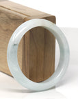 Baikalla White-Green W/ Sajin (Golden Dust) Jadeite Jade "Half Round" Bangle Bracelet (55.7mm)
