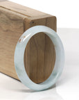 Baikalla Light Blue-Green W/ Sajin (Golden Dust) Burmese Jadeite Jade Oval Bangle (51.6mm)