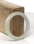 Baikalla Light Green & White Jadeite Jade Oval Bangle Bracelet (54.5mm)
