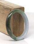 Baikalla Deep Green & Light Blue-ish Green Jadeite Jade Oval Bangle Bracelet (54.4mm)