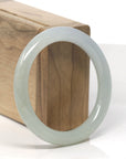 Baikalla Icy Light Green "Traditional Round" Jadeite Jade Bangle Bracelet (55.3mm)