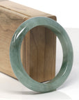 Baikalla Oil-Green Jadeite Jade "Half Round" Bangle Bracelet (56.5mm)
