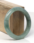 Baikalla Oil-Green Jadeite Jade "Half Round" Bangle Bracelet (56.5mm)