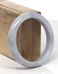 Baikalla Light Lavender W/ Grey Wuji Jadeite Jade "Half Round" Bangle Bracelet (57.4mm)