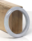 Baikalla Light Lavender W/ Grey Wuji Jadeite Jade "Half Round" Bangle Bracelet (57.4mm)