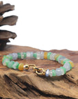 Baikalla Multi-Color Jadeite Jade Free-Form Bead Bracelet W/ 18k Yellow Gold Clasp (7.5mm)