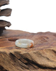 Baikalla Icy White-Green & Orange Sajin Burmese Jadeite Jade Traditional Ring