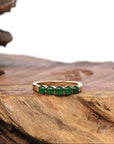 Baikalla Jewelry Jadeite Engagement Ring Baikalla "5 Stone Anniversary" 14k Rose / Yellow Gold Natural Imperial Jadeite Jade Band