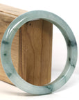 Baikalla Jewelry Jadeite Jade Bangle Bracelet Baikalla "Half Round" Blue-Green Jadeite Jade Bangle Bracelet (63.60 mm)