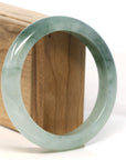 Baikalla Jewelry Jadeite Jade Bangle Bracelet "Classic Princess Half Round" Blue- Green Jadeite Jade Bangle (60.7 mm)