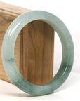 Baikalla Jewelry Jadeite Jade Bangle Bracelet "Classic Princess Half Round" Blue- Green Jadeite Jade Bangle (60.7 mm)
