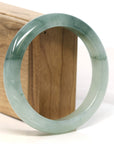 Baikalla Jewelry Jadeite Jade Bangle Bracelet "Classic Princess Half Round" Blue- Green Jadeite Jade Bangle (60.7 mm)