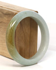 Baikalla Jewelry Jadeite Jade Bangle Bracelet "Classic Princess Half Round" Yellow Jadeite Jade Bangle (56.7 mm)