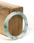 Baikalla Jewelry Jadeite Jade Bangle Bracelet "Classic Princess Oval Half Round" Blue- Green Jadeite Jade Bangle (54.5 mm)