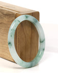 Baikalla Jewelry Jadeite Jade Bangle Bracelet "Classic Princess Oval Half Round" Blue- Green Jadeite Jade Bangle (54.5 mm)